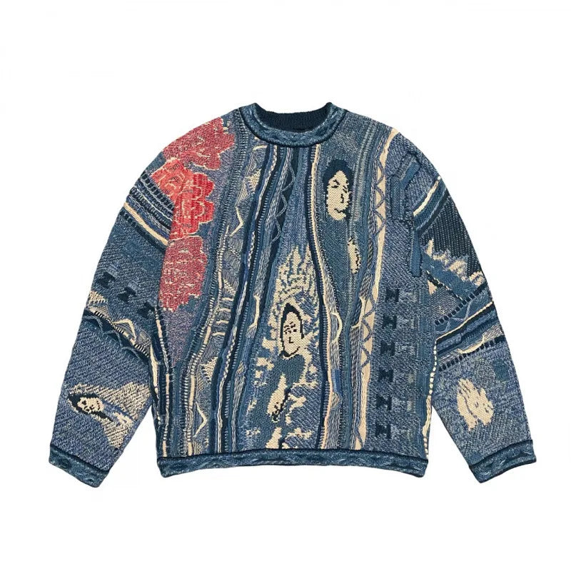 Geometric Art Color-Block Sweater