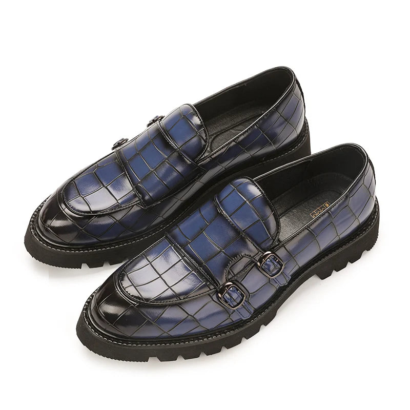 Thick-Soled Crocodile Leather Men Loafers