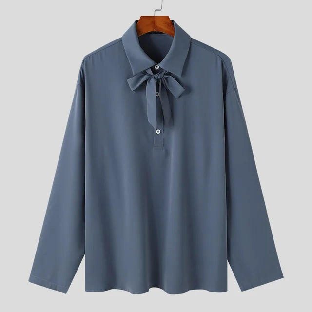 Solid Color Bow Knot Polo Shirt