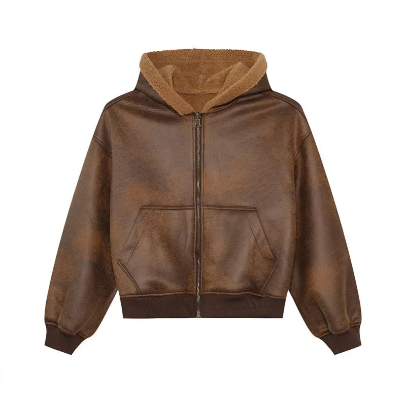 Fleece Inside Design Hooded Jacket