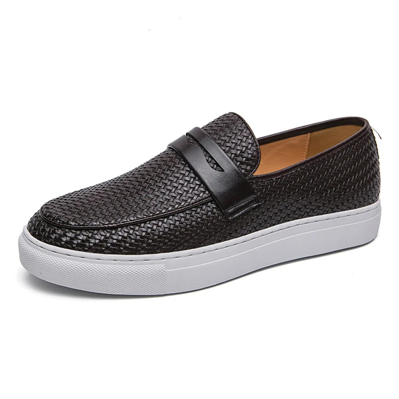 Soft Casual Leather Woven Loafers