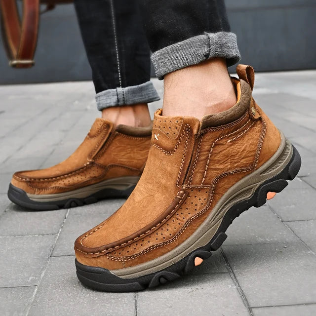 Casual Slip-On Leather Ankle Boots