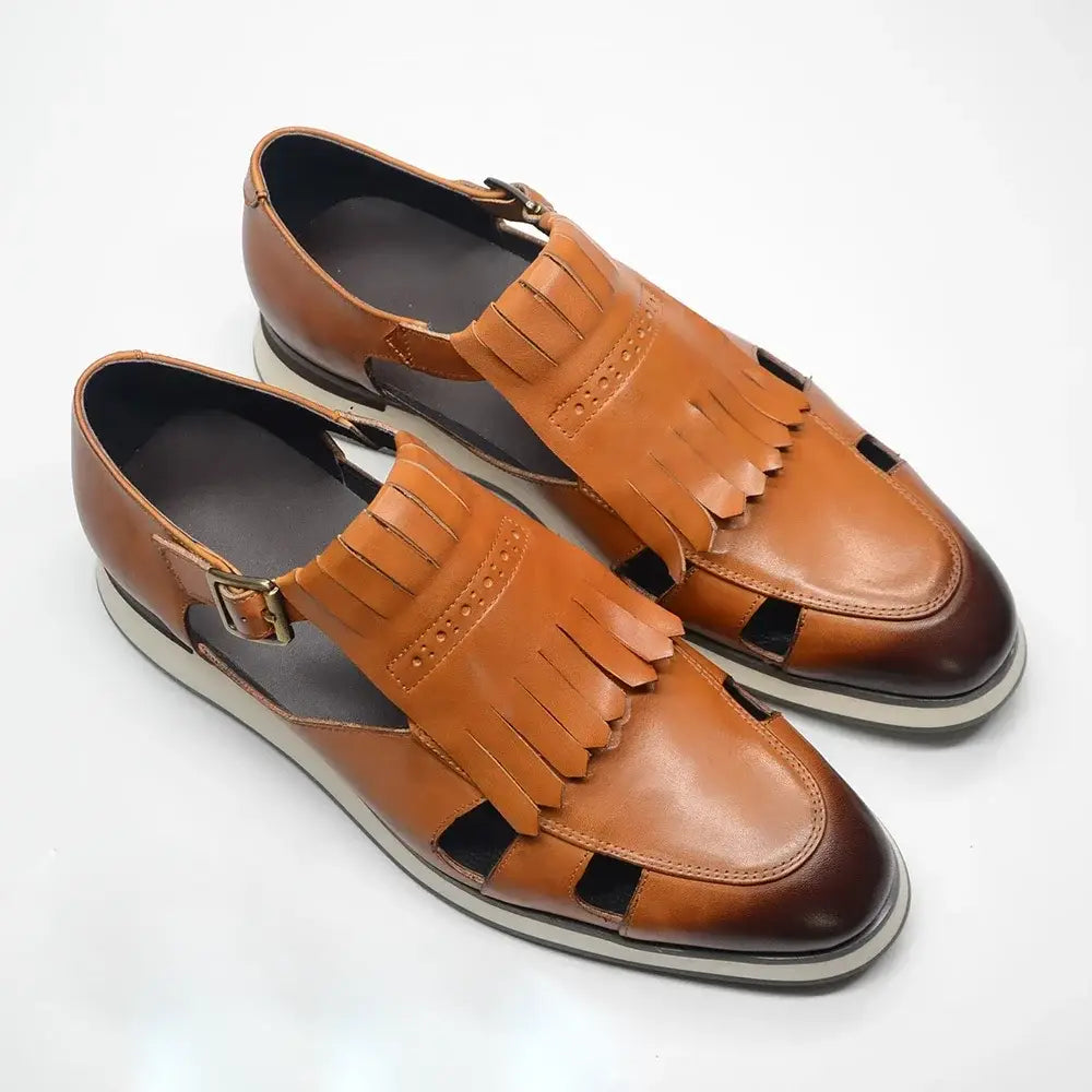 Buckle Strap Hollow Tassels Shoes