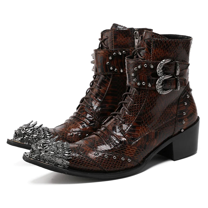 Dragon-Toe Gothic Punk Leather Boots