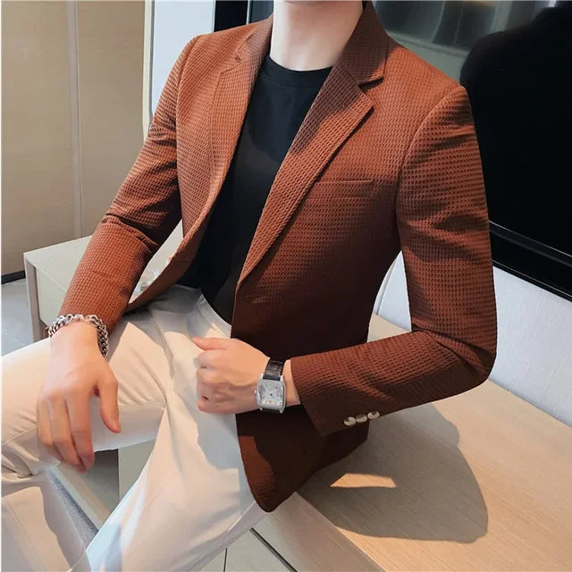 Casual Waffle Solid Slim Fit Blazer