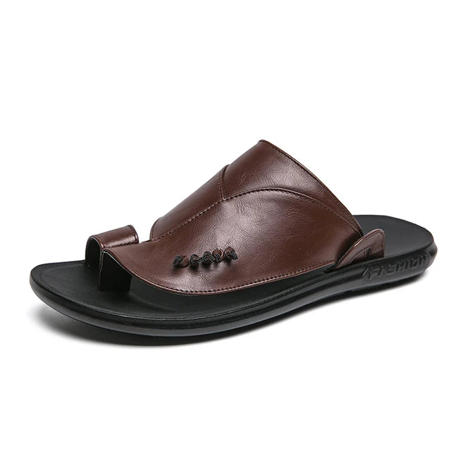 Solid Split Leather Toe Sandals