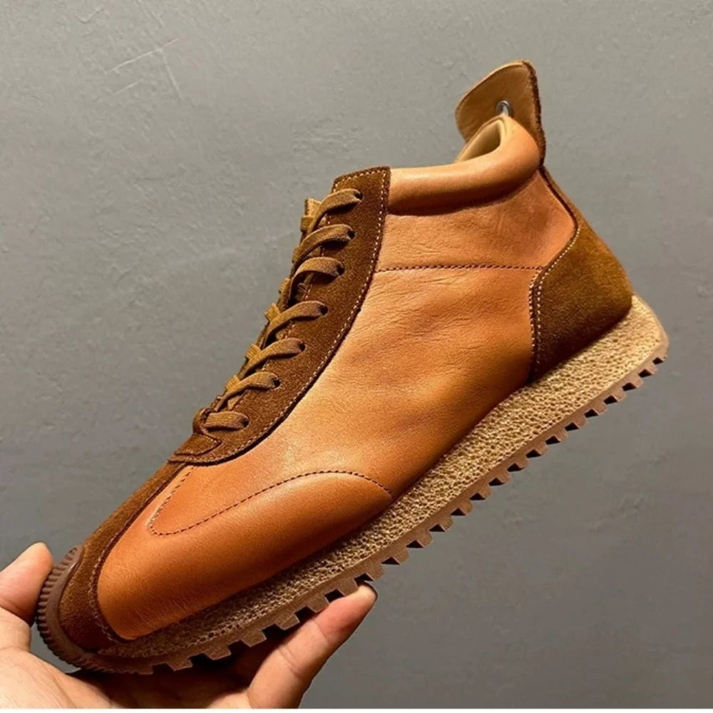 Handmade Cow Leather High Top Sneakers