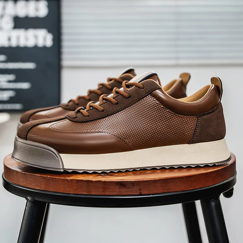 Perforated Leather Panels Platform Sneakers