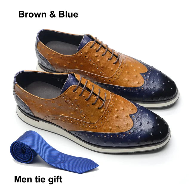 Mixed Color Ostrich Pattern Shoes
