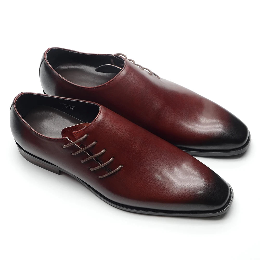 Gradient Leather Side Lace-Up Dress Shoes