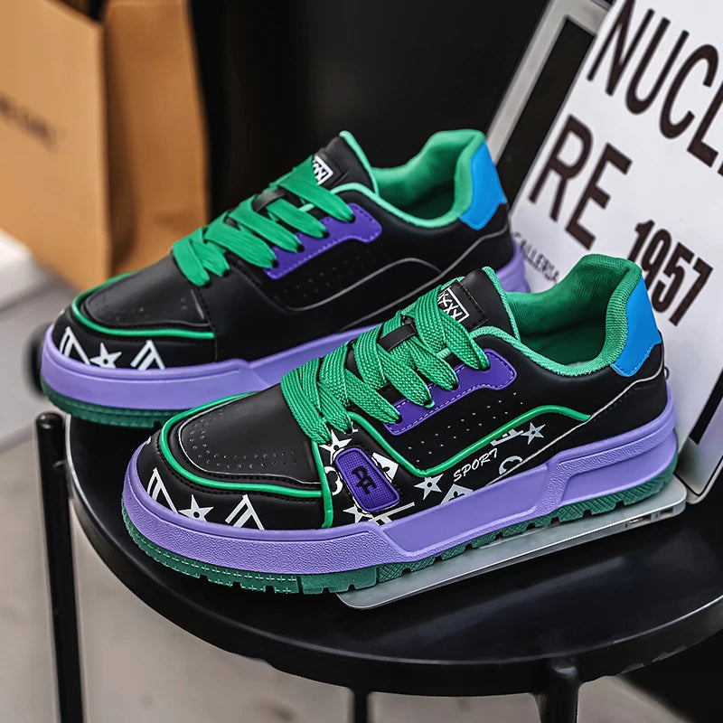 Geometric Chunky Man's Vulcanized Sneakers