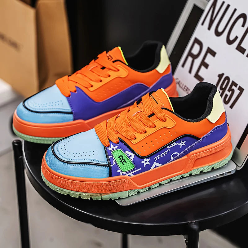 Geometric Chunky Man's Vulcanized Sneakers