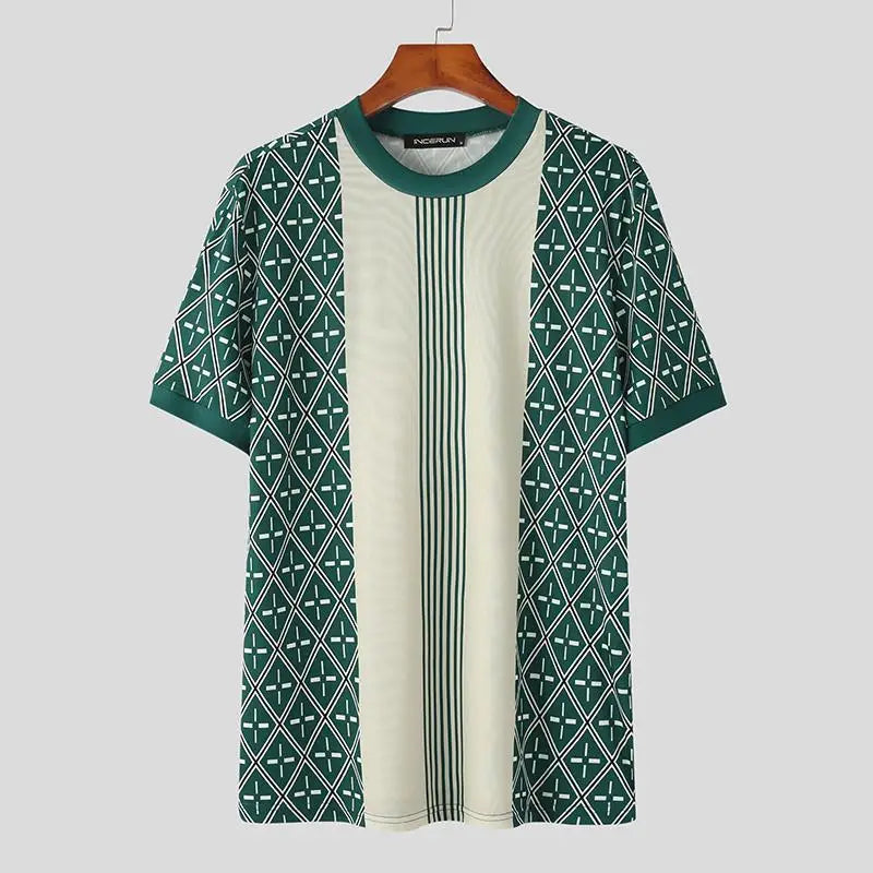 Geometric 3D Stripe Print Fashion T-Shirt