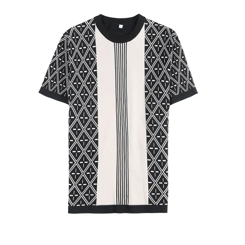 Geometric 3D Stripe Print Fashion T-Shirt