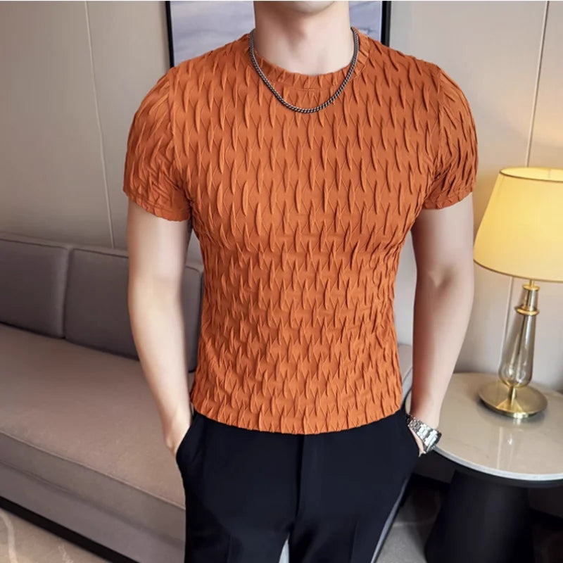 O-Neck Slim Fit Elastic Casual T-Shirt
