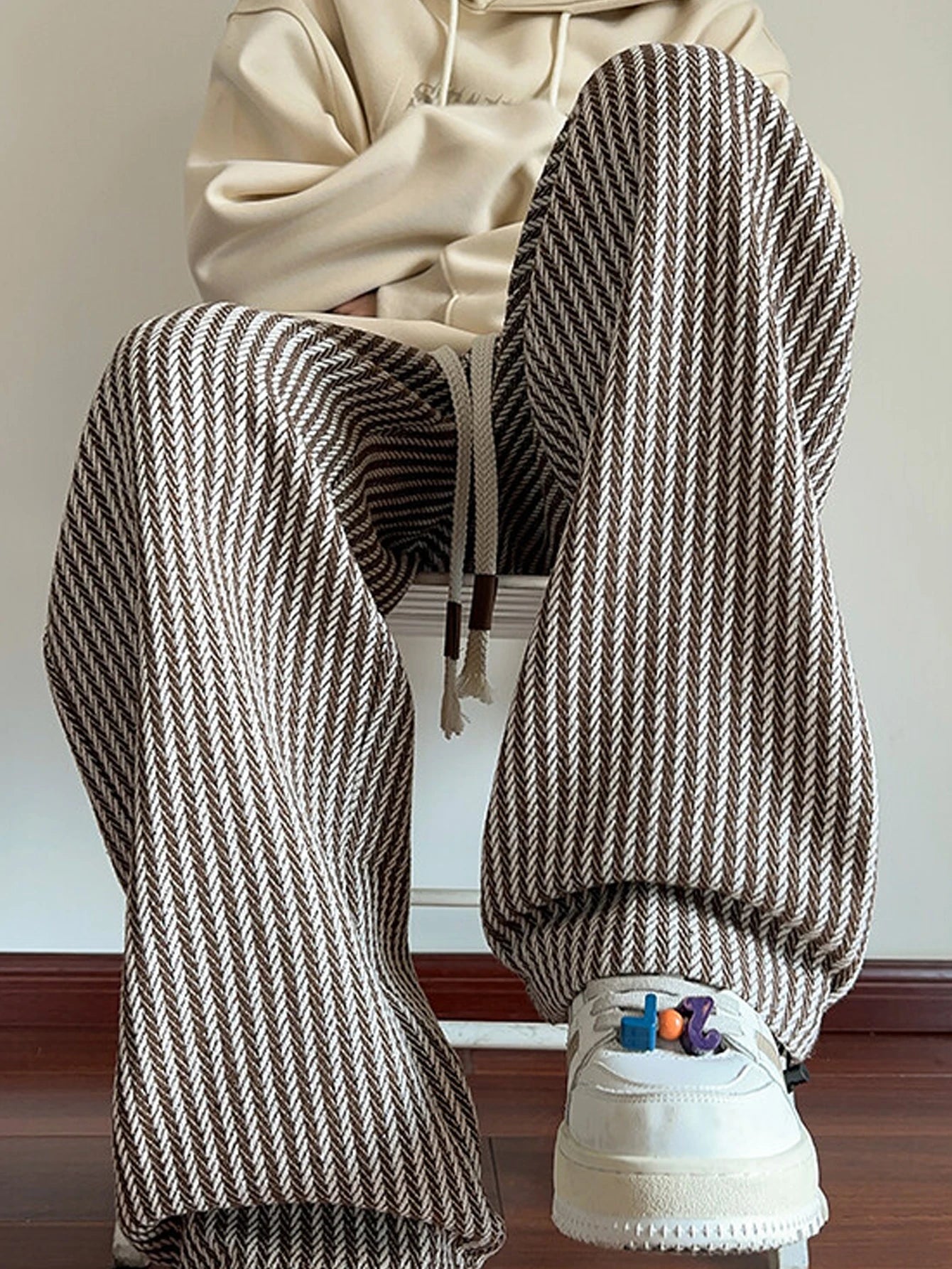 Casual Striped Drawstring Men's Pants