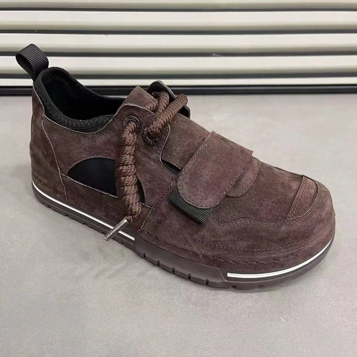 Cross-Tied Solid Suede Sneakers