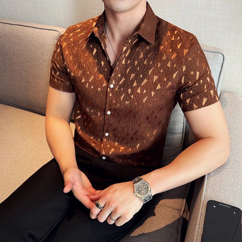 Geometric Slim Fit Single Breasted Shirt