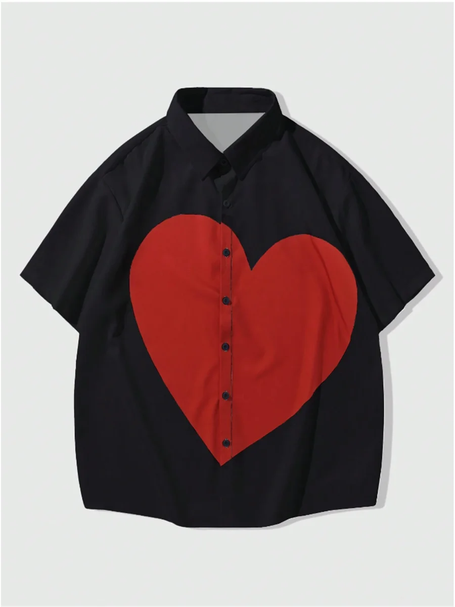 Big Heart Printed Short Sleeve Shirt