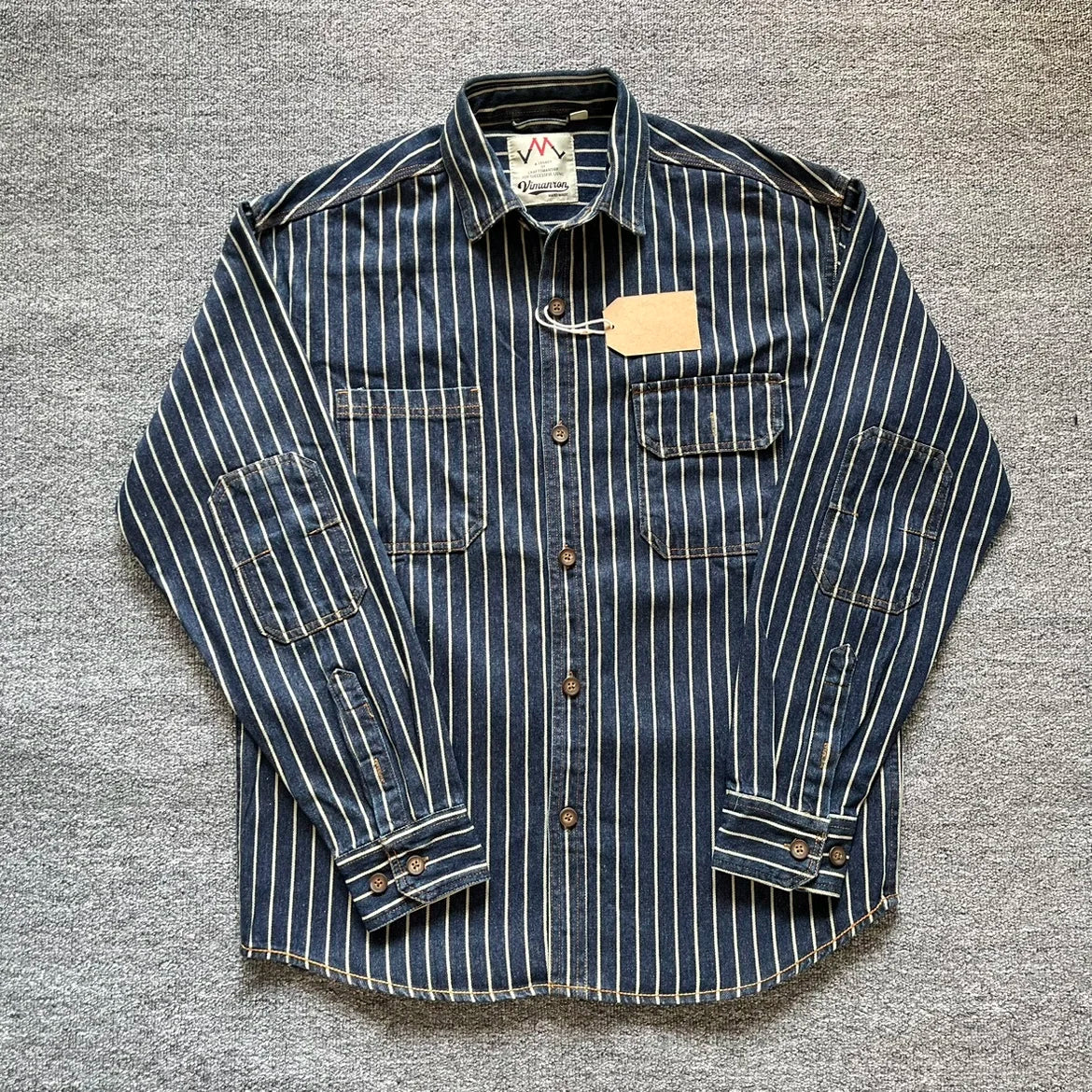 Denim Striped Pockets Contrast Shirt