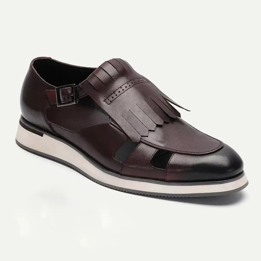 Buckle Strap Hollow Tassels Shoes