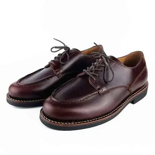 Lace-Up Solid Genuine Leather Derby Shoes