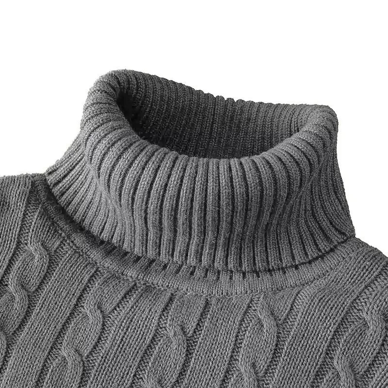 Casual Solid Cable-knit Turtleneck Sweater