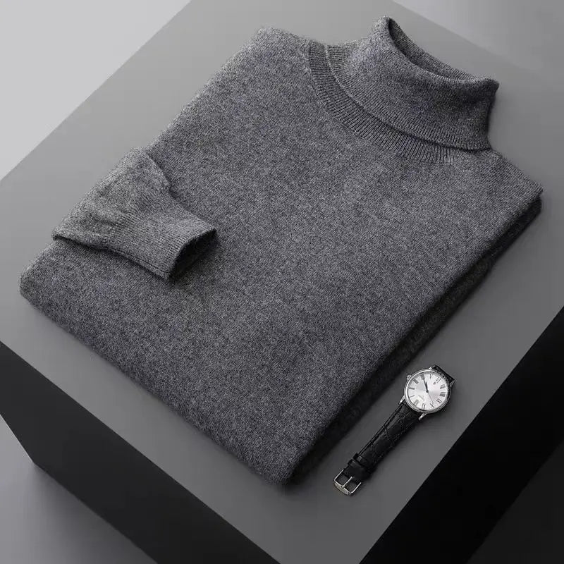 Solid Color Knitted Turtleneck Sweater