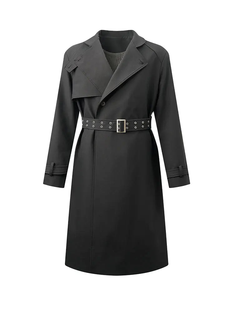 Long Flowy Slit Belt British Coat