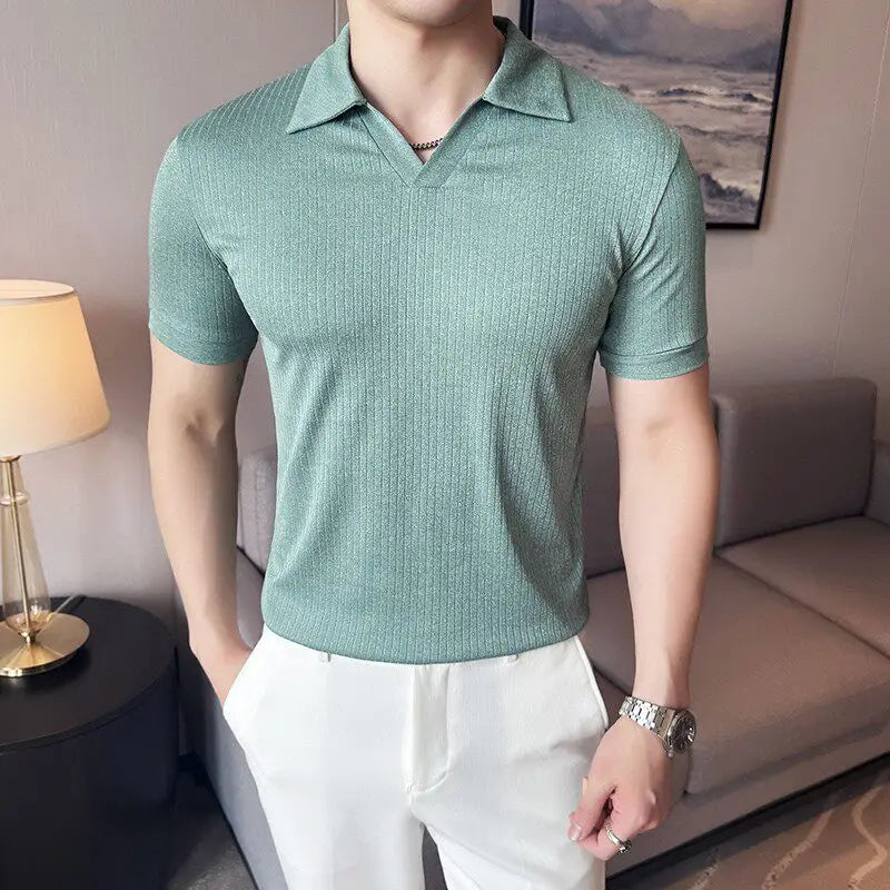 Casual Fashion Simple V-neck Polo Shirt
