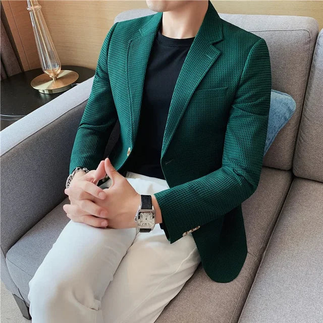 Casual Waffle Solid Slim Fit Blazer