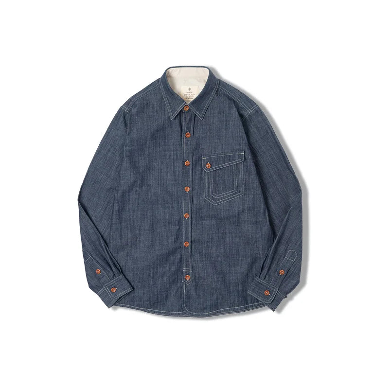 Retro Thin Long-Sleeved Denim Shirt