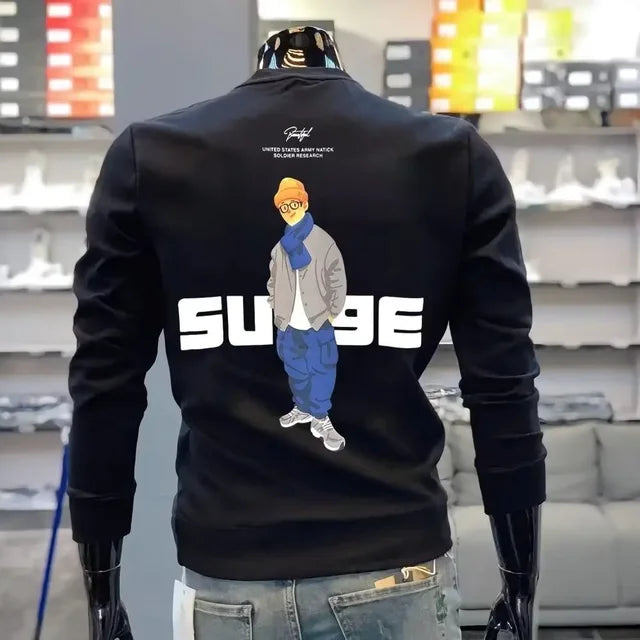 Letter Solid Printed Long Sleeve Sweater