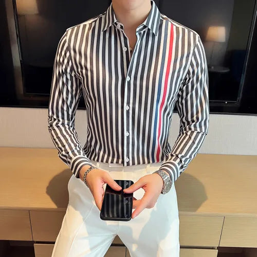 Long Sleeved Vertical Stripes Shirt