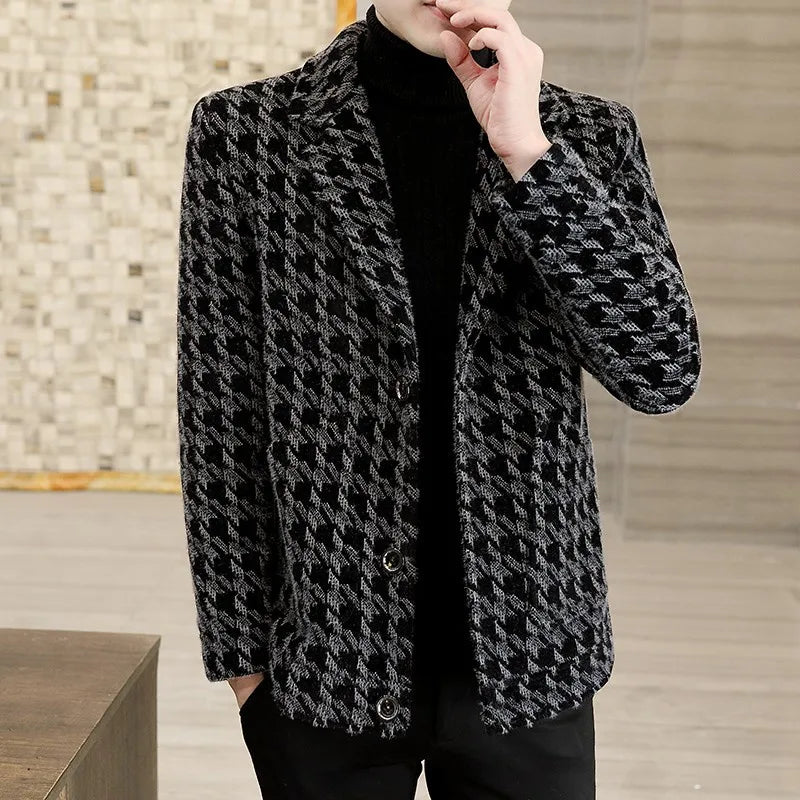 Classic Winter Plaid Woolen Blazer