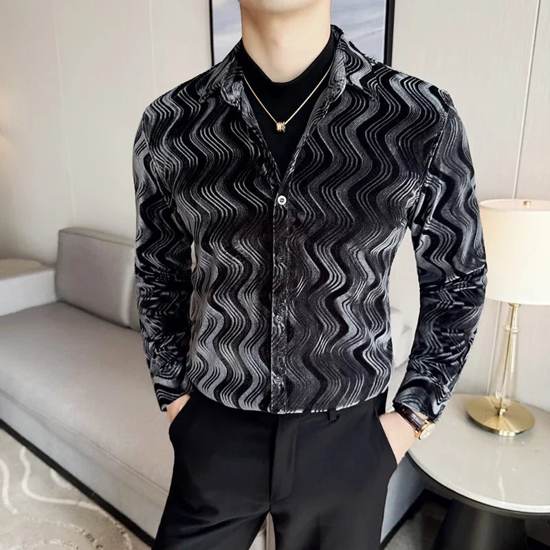 Dual-Layer Velvet Elegance Shirt