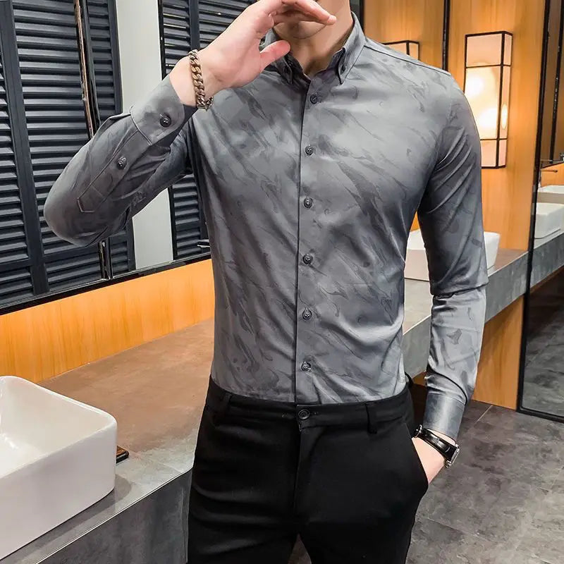 Abstract Fashion Printed Fitted Shirt