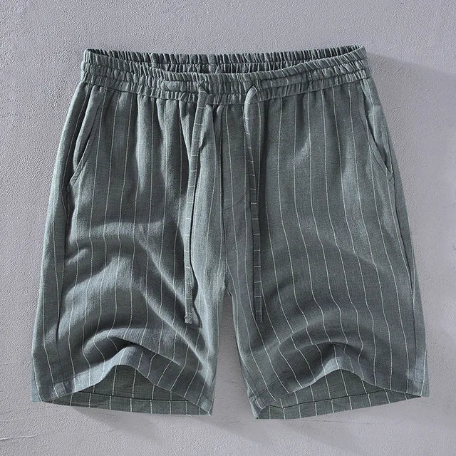 Cotton Linen Striped Beach Shorts