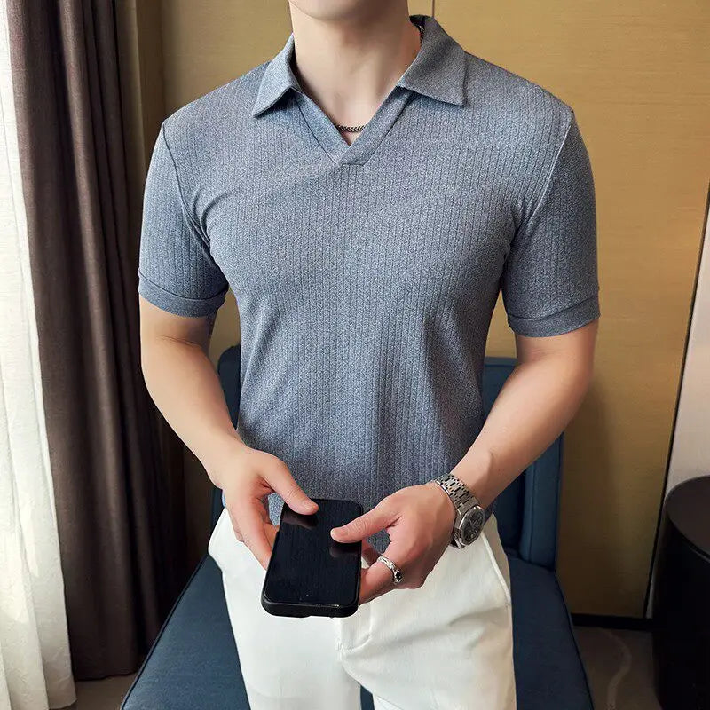 Casual Fashion Simple V-neck Polo Shirt