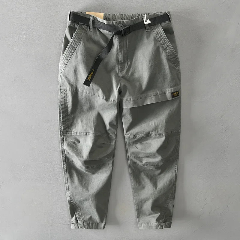 Cotton Solid Color Loose Cargo Pants
