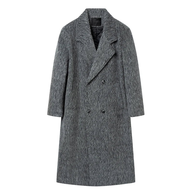 Grey Woolen Double Breasted Coat