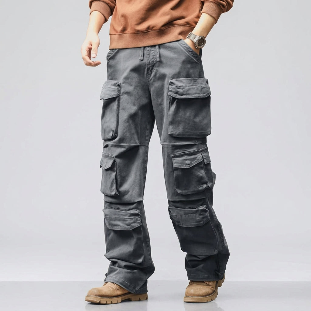 Multi Pocket Solid Loose Cargo Pants