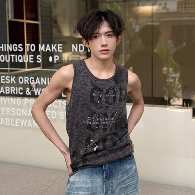 Streetwear Round Neck Loose Tank Top