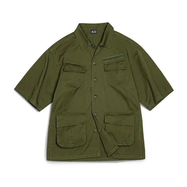 Solid Vintage Green Loose Shirt