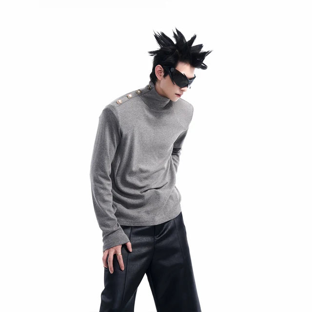 Sparkle Solid Turtle Neck T-Shirt