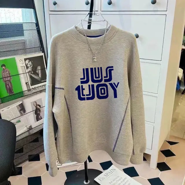 Neon Letter Printed O-Neck Sweater