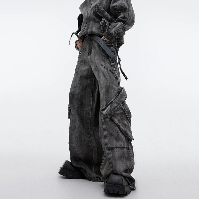 Street Style Baggy Vintage Denim Jacket Set