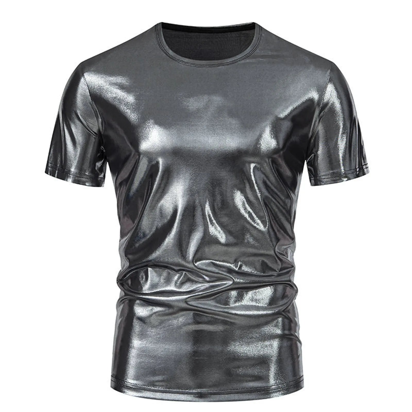 Trendy Party Glossy Short Sleeved T-Shirt