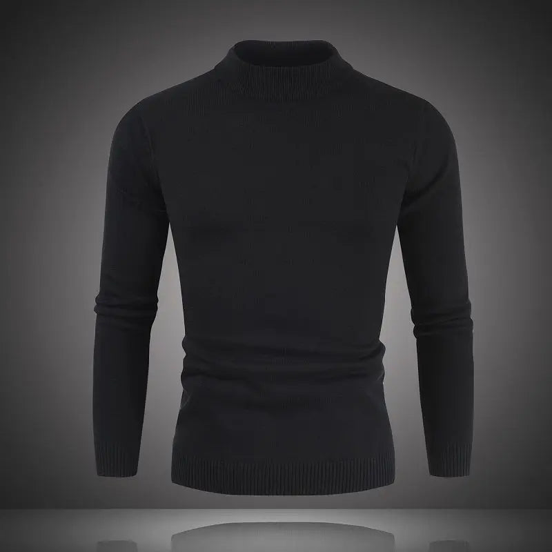 Solid Spliced Round Neck Sweater