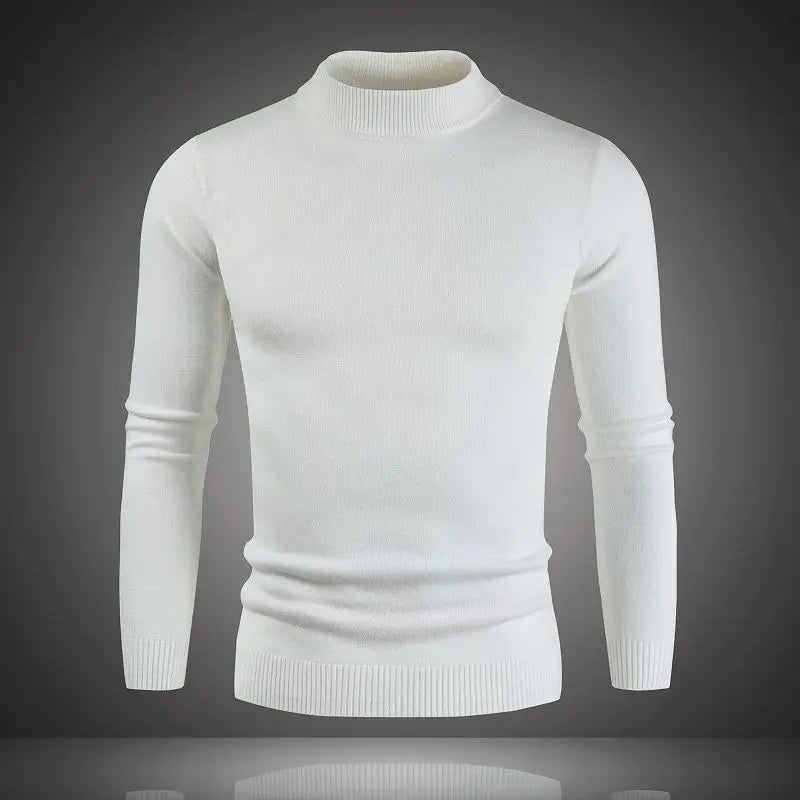 Solid Spliced Round Neck Sweater